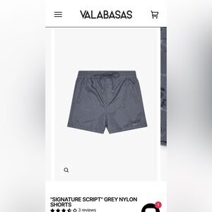 BRAND NEW NEVER WORN. Valabasas “SIGNATURE SCRIPT" GREY NYLON SHORTS